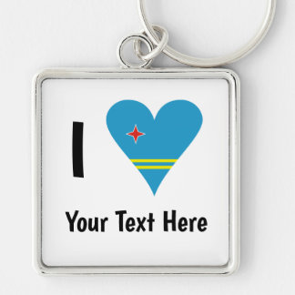 I ( Aruban Flag Heart Love) Your Text Key Ring