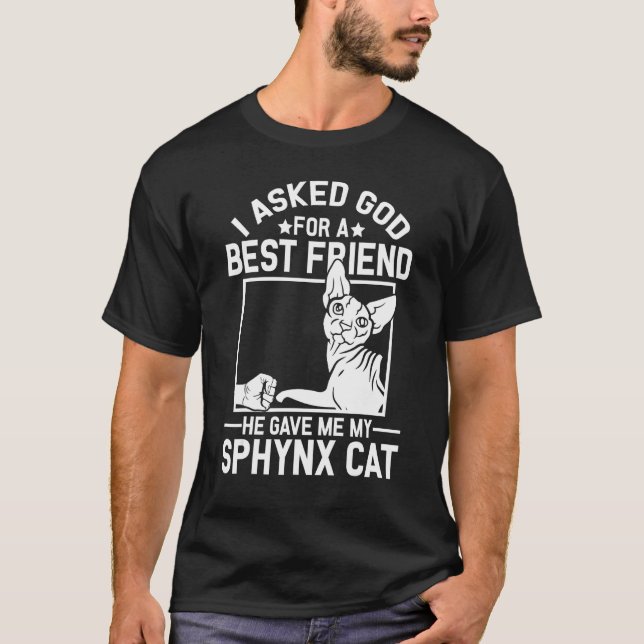 I Asked God For A Best Friend  Sphynx Cat Mom T-Shirt (Front)