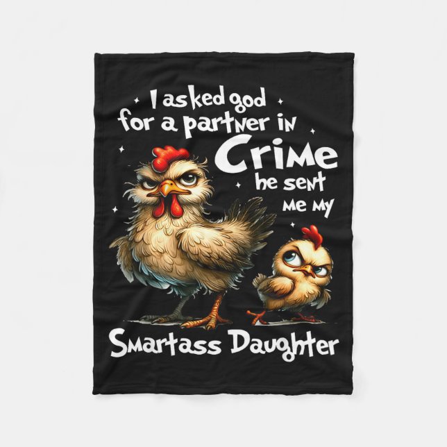 I Asked God For A Partner In Crime Cute Funny Chic Fleece Blanket (Front)