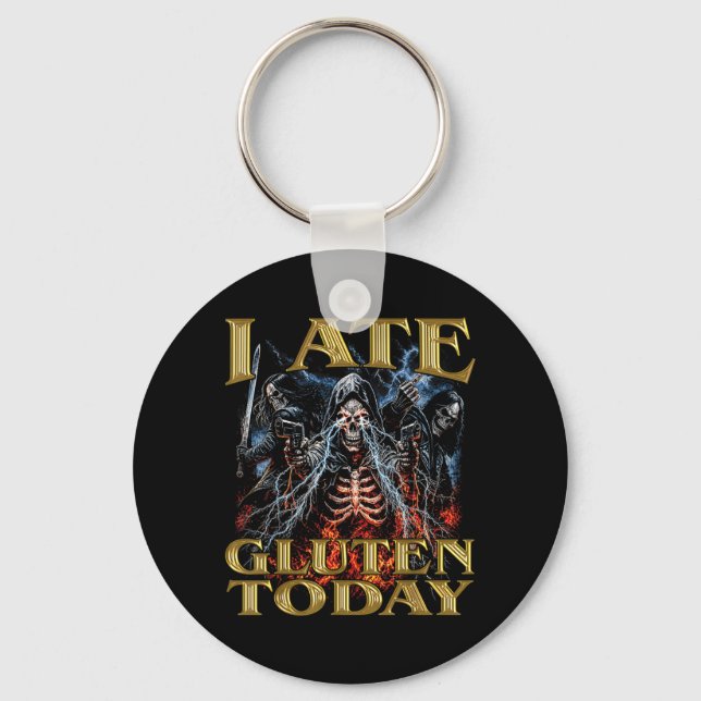 I Ate Gluten Today Horror Bootleg Cool Hard Key Ring (Front)