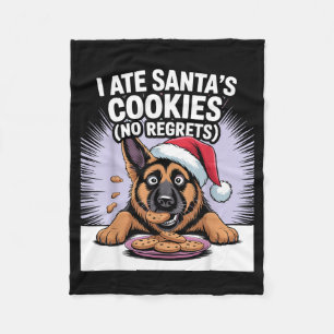 I Ate Santas Cookies Puppy Funny Christmas German  Fleece Blanket