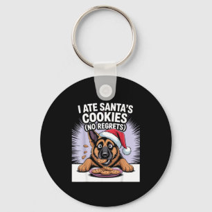 I Ate Santas Cookies Puppy Funny Christmas German  Key Ring