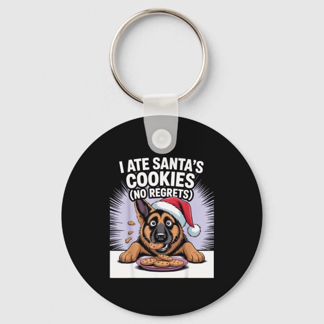 I Ate Santas Cookies Puppy Funny Christmas German  Key Ring (Front)