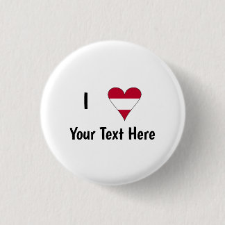 I (Austrian Flag Heart Love) Your Text 3 Cm Round Badge