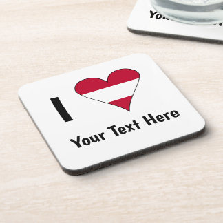 I (Austrian Flag Heart Love) Your Text Coaster