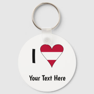 I (Austrian Flag Heart Love) Your Text Key Ring