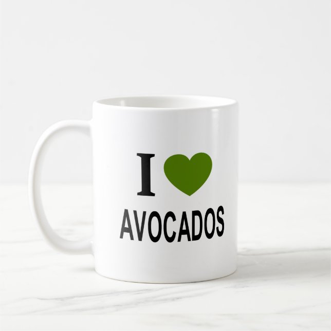 I ❤️ AVOCADOS with green heart I LOVE AVOCADOS I H Coffee Mug (Left)