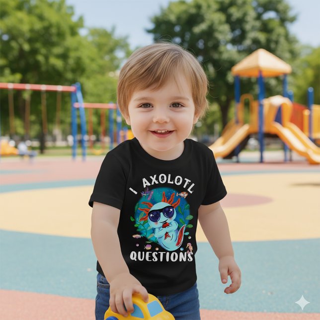 I Axolotl Questions, Cute Blue Axolotl Cartoon T-Shirt (I Axolotl Questions Tshirt - Cute Amphibian)