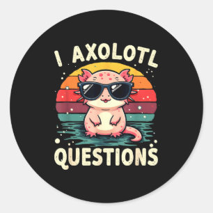 I Axolotl Questions Cute Funny Retro Sunset Design Classic Round Sticker