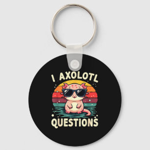 I Axolotl Questions Cute Funny Retro Sunset Design Key Ring