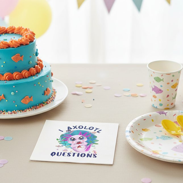 I Axolotl Questions, Cute Kawaii Pink Amphibian Napkin (I Axolotl Questions napkin - Cute Amphibian)