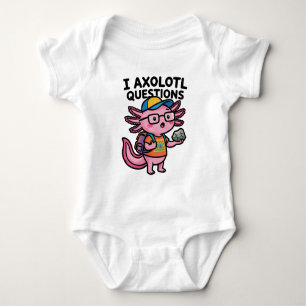 I Axolotl Questions schoolkid holds rock curiosity Baby Bodysuit