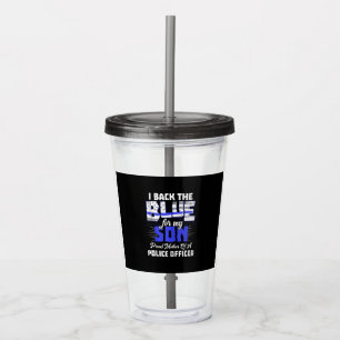 I Back Blue My Son Ts Women Thin Line Mum Gift Acrylic Tumbler