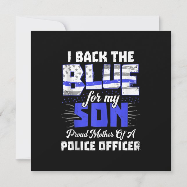 I Back Blue My Son Ts Women Thin Line Mum Gift Holiday Card (Front)