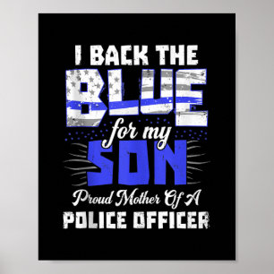 I Back Blue My Son Ts Women Thin Line Mum Gift Poster