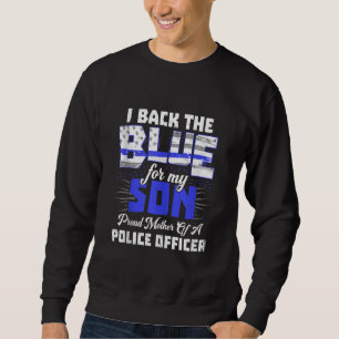 I Back Blue My Son Ts Women Thin Line Mum Gift Sweatshirt