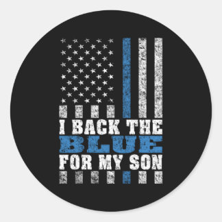 I Back The Blue For My Son Proud Police Mum Dad Pa Classic Round Sticker