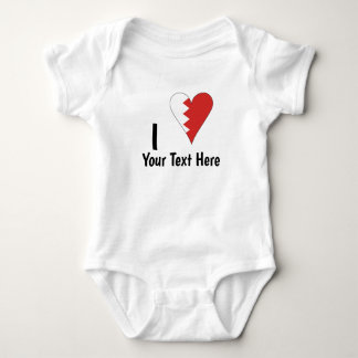 I (Bahraini Heart Flag) Personalised  Baby Bodysuit