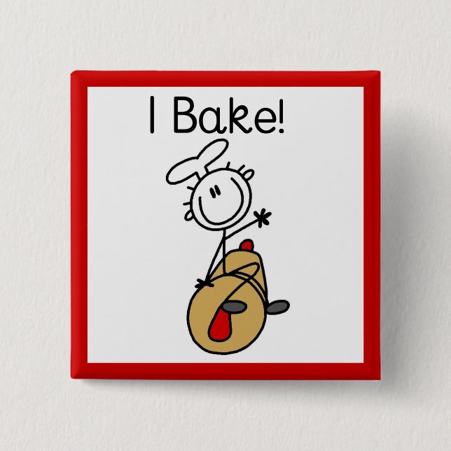 I Bake 15 Cm Square Badge (Front)
