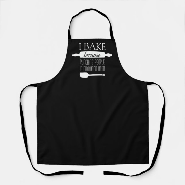 I Bake Because Punching People Frowned Upon Name Apron (Front)