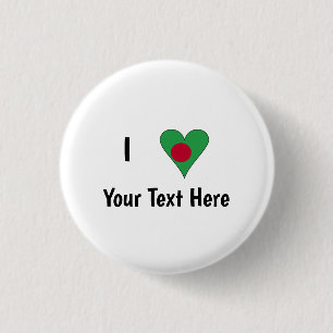 I (Bangladeshi Heart Flag Love) Personalised 3 Cm Round Badge