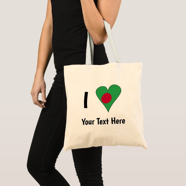 I (Bangladeshi Heart Flag Love) Personalized Tote Bag (Front (Product))