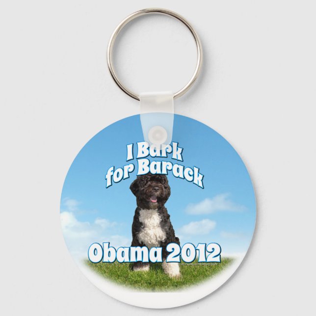 I Bark for Barack, Bo the First Dog Obama Key Ring (Front)