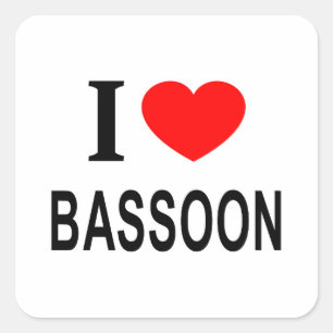 I ❤️ BASSOON I LOVE BASSOON I HEART BASSOON SQUARE STICKER