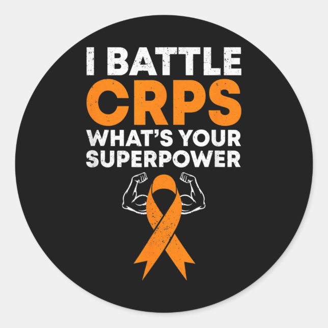 I Battle CRPS Awareness Orange Ribbon Warrior Figh Classic Round Sticker (Front)