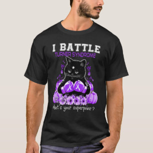 I Battle Turner Syndrome Awareness Cat T-Shirt