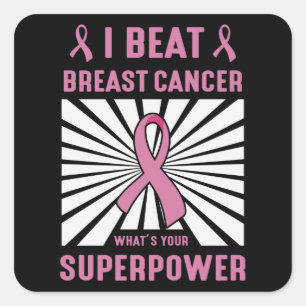 I Beat Breast Cancer Survivor Superpower Pride Square Sticker