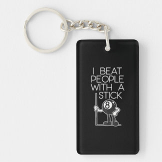 I Beat People Wit A Stick Billiard Player Table Key Ring