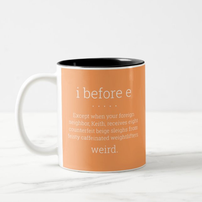 I Before E - Grammar Rule Mug - Gold (Left)