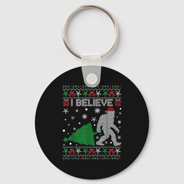 I Believe Big Foot Sasquatch Christmas  Key Ring (Front)