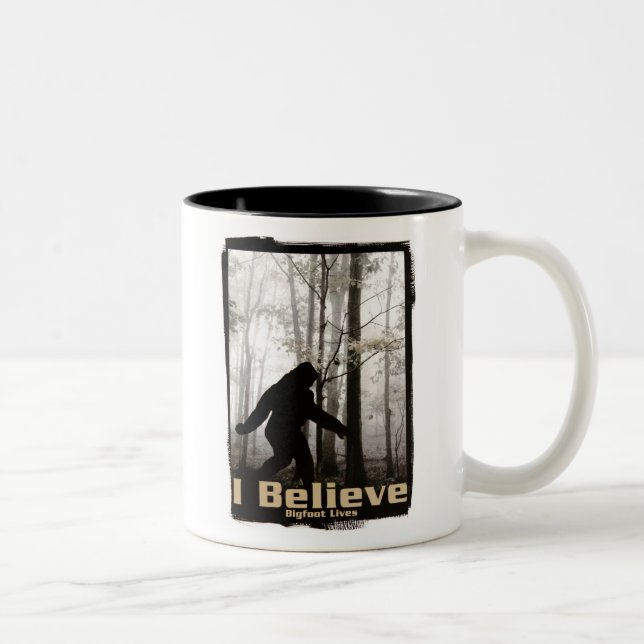I Believe Bigfoot Lives Two-Tone Coffee Mug (Right)