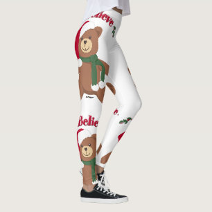 I Believe Christmas Teddy Bear Leggings