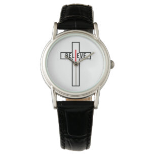 I believe cross, womens black strap watch. watch