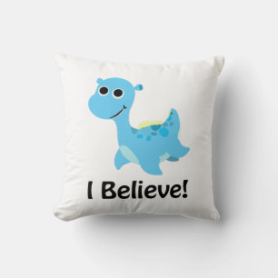 I Believe! Cute Blue Nessie Cushion