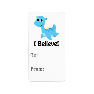 I Believe! Cute Blue Nessie Label