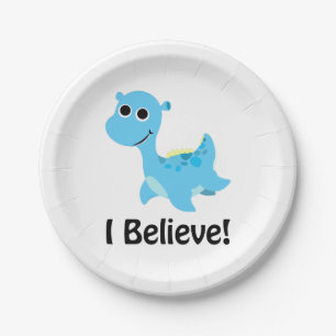 I Believe! Cute Blue Nessie Paper Plate