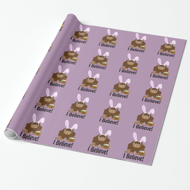 I Believe! Easter Bigfoot Wrapping Paper (Unrolled)