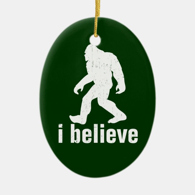 I Believe - green and white Ceramic Tree Decoration (Front)