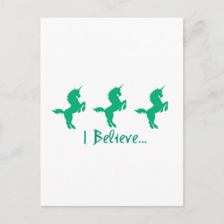 I Believe Green Unicorn Design Postcard