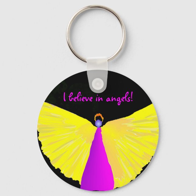 I Believe in Angels! Key Ring (Front)