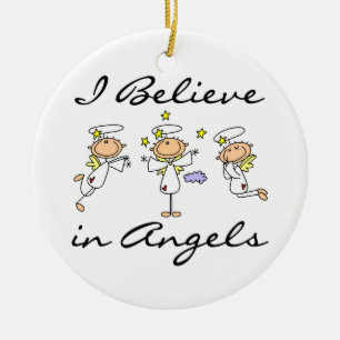I Believe in Angels T-shirts and Gifts Ceramic Tree Decoration