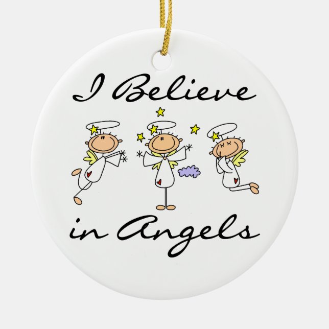 I Believe in Angels T-shirts and Gifts Ceramic Tree Decoration (Front)