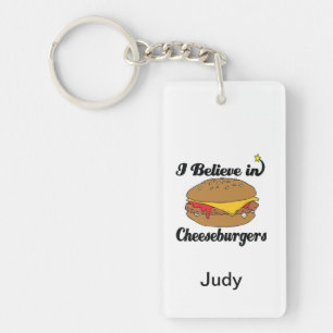 i believe in cheeseburgers key ring
