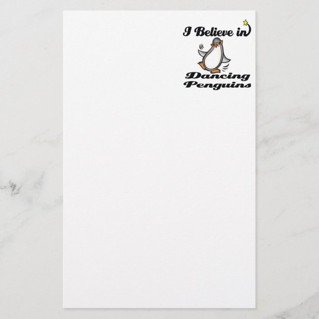 i believe in dancing penguins stationery (Front)