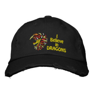 I  believe in dragons embroidered hat
