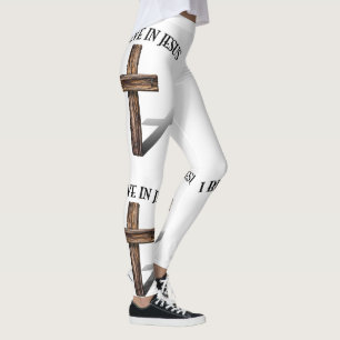 I Believe In Jesus With Cross Leggings